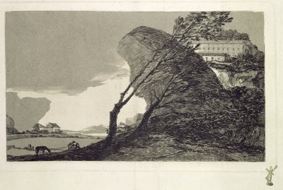 Landscape with Large Rocks, Buildings and Trees, before 1810 by Francisco de Goya
